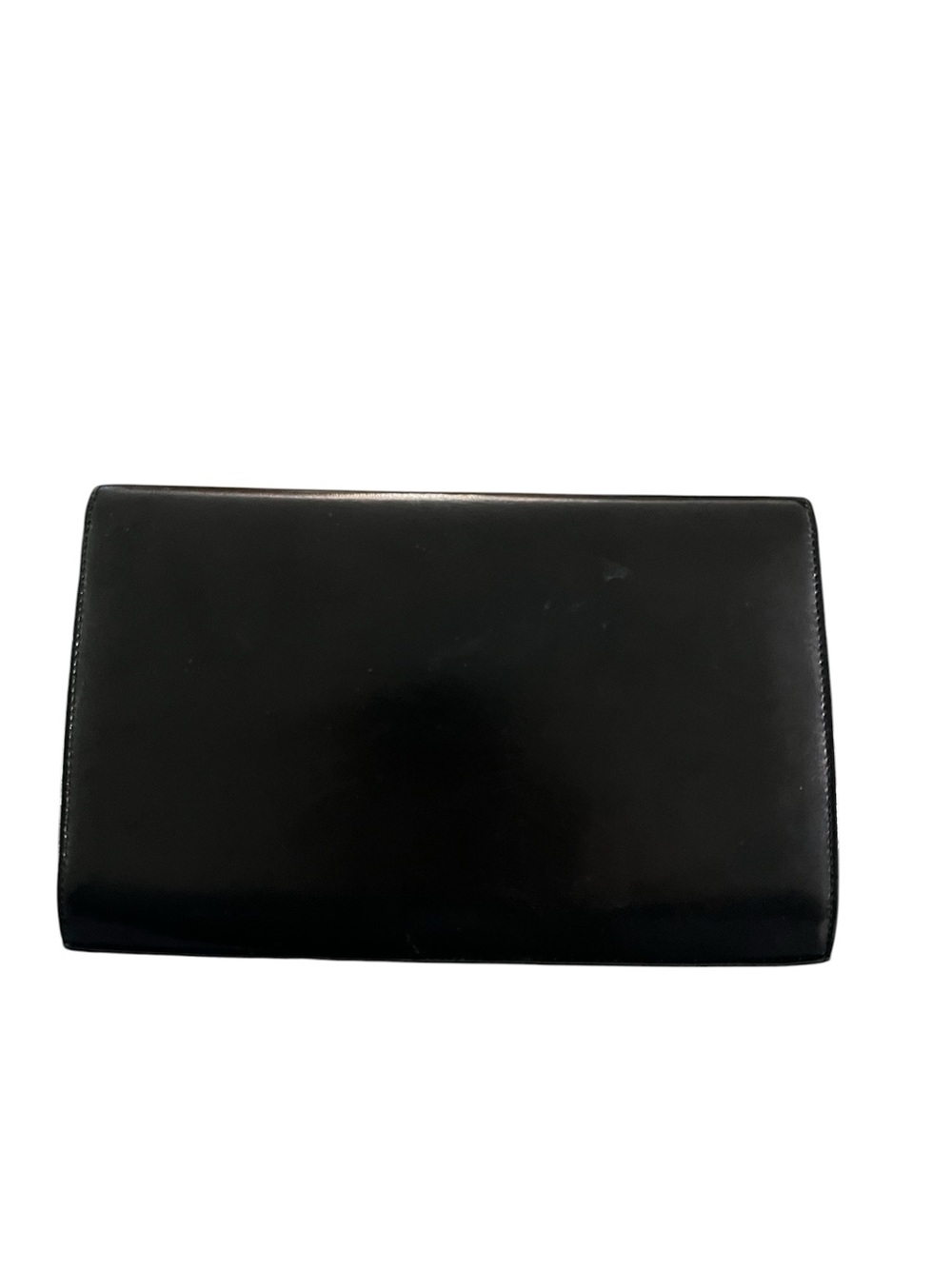 St. John Black Leather Clutch with Gold Plaque - Picture 3 of 5